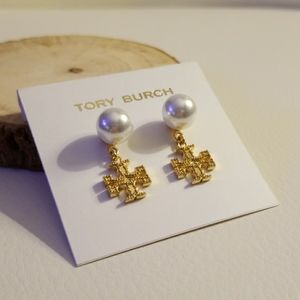 Tory Burch pearl logo earrings